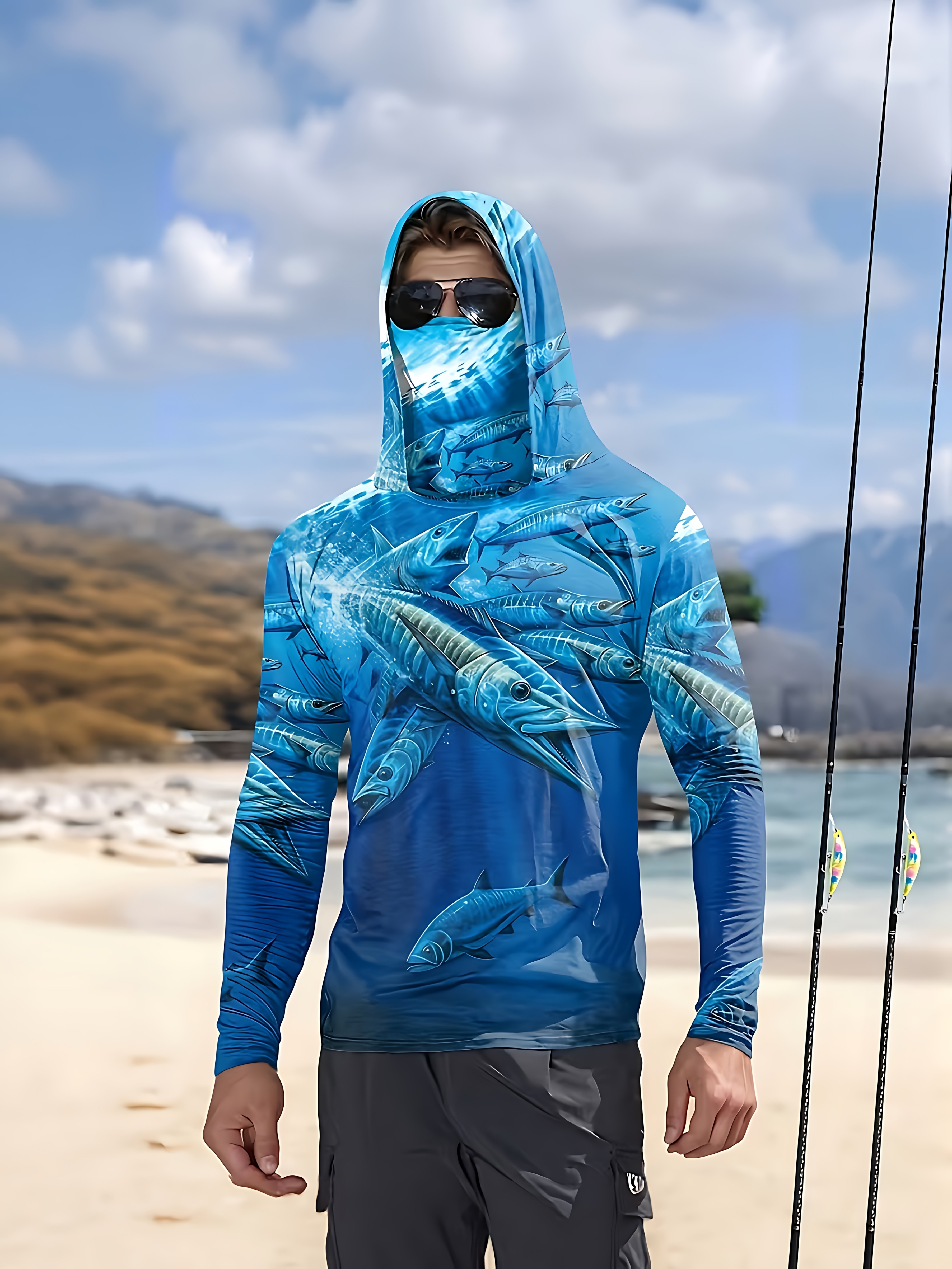 Fishing Mask Sun Protection - Fishing Shirt Hooded Men Fishing Clothes