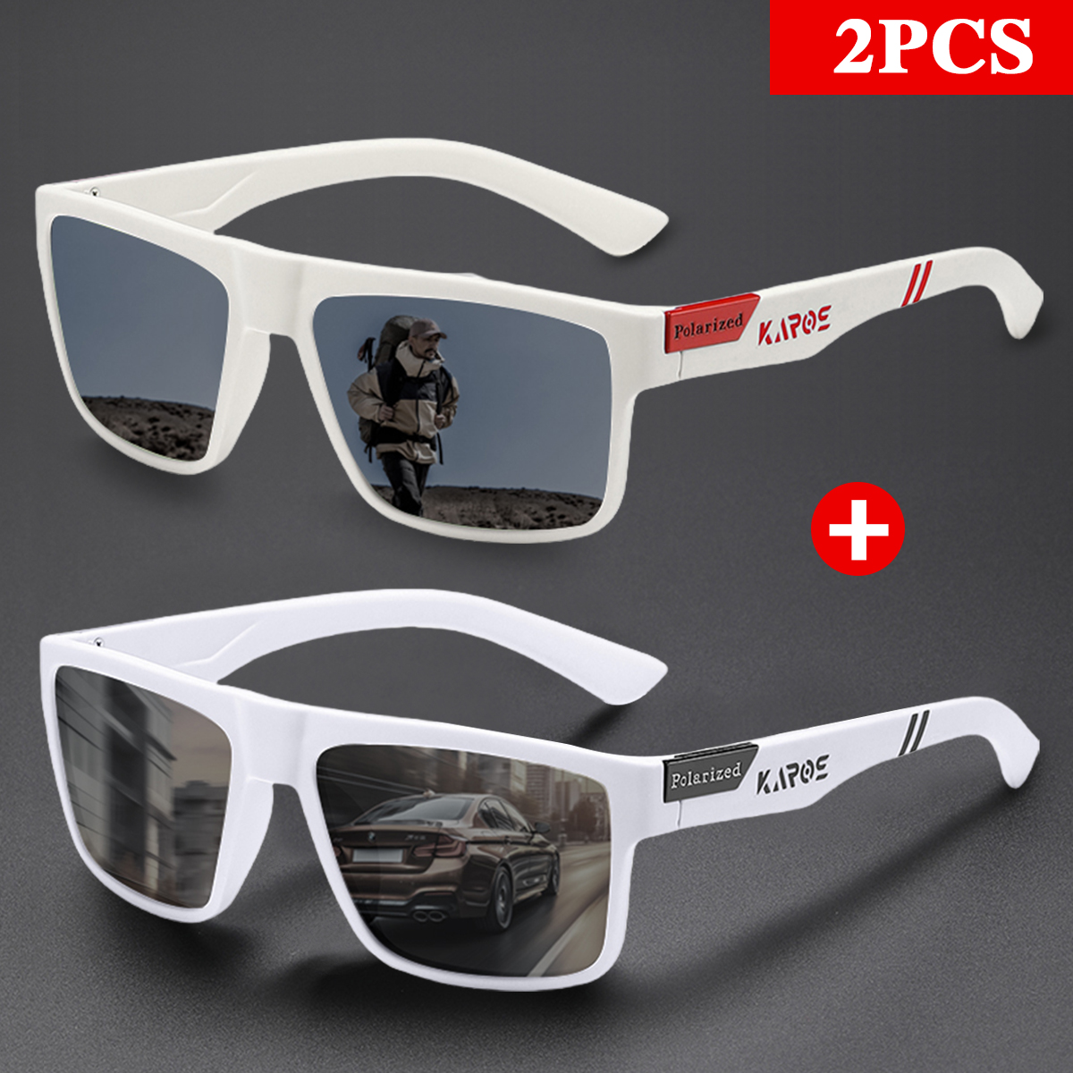 KAROS 2PCS Retro Square Polari - Fishing Sunglasses Polarized reseña y precio