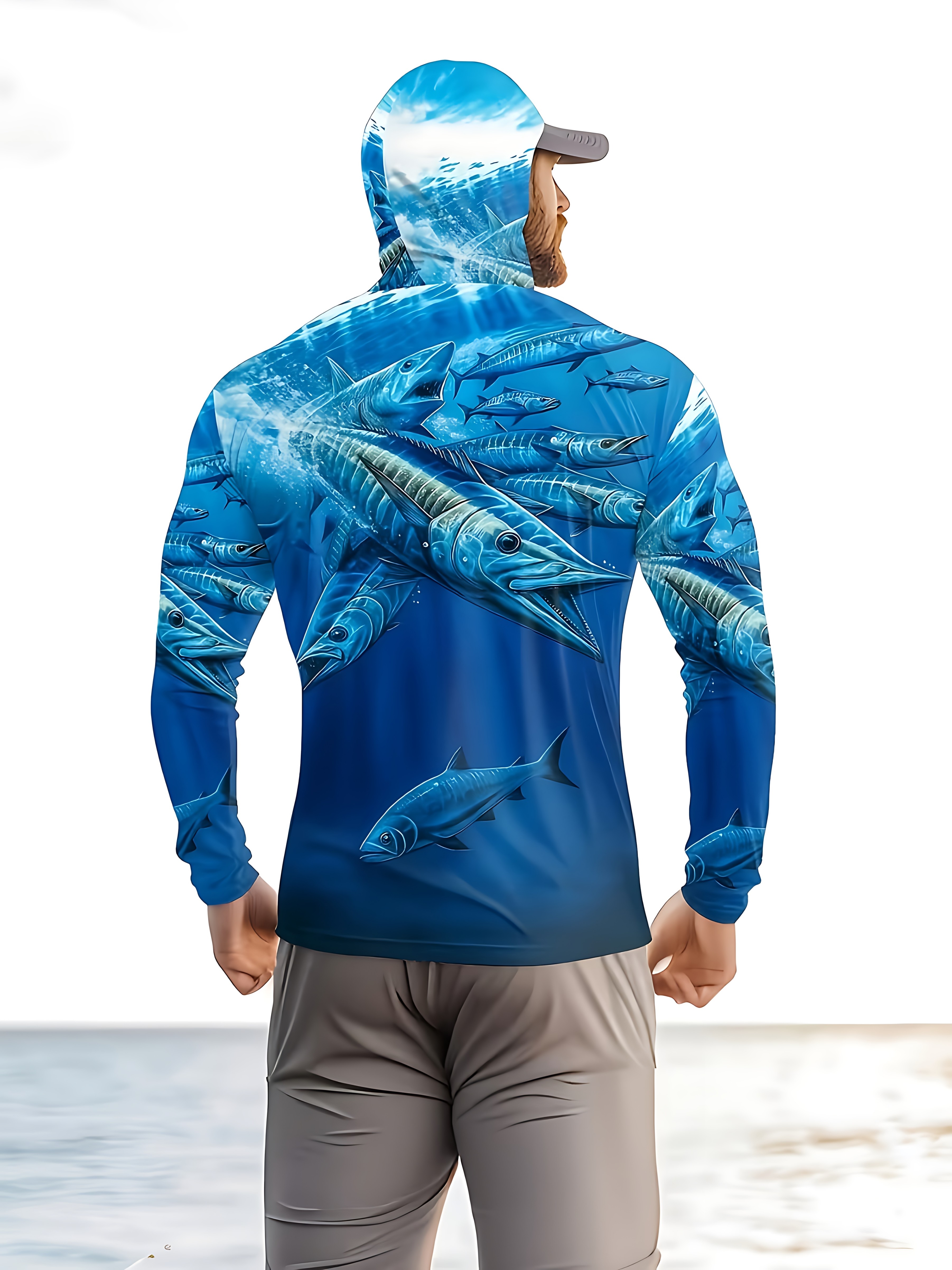 Fishing Shirt Hooded Men Fishi - Fishing Mask Sun Protection reseña y precio