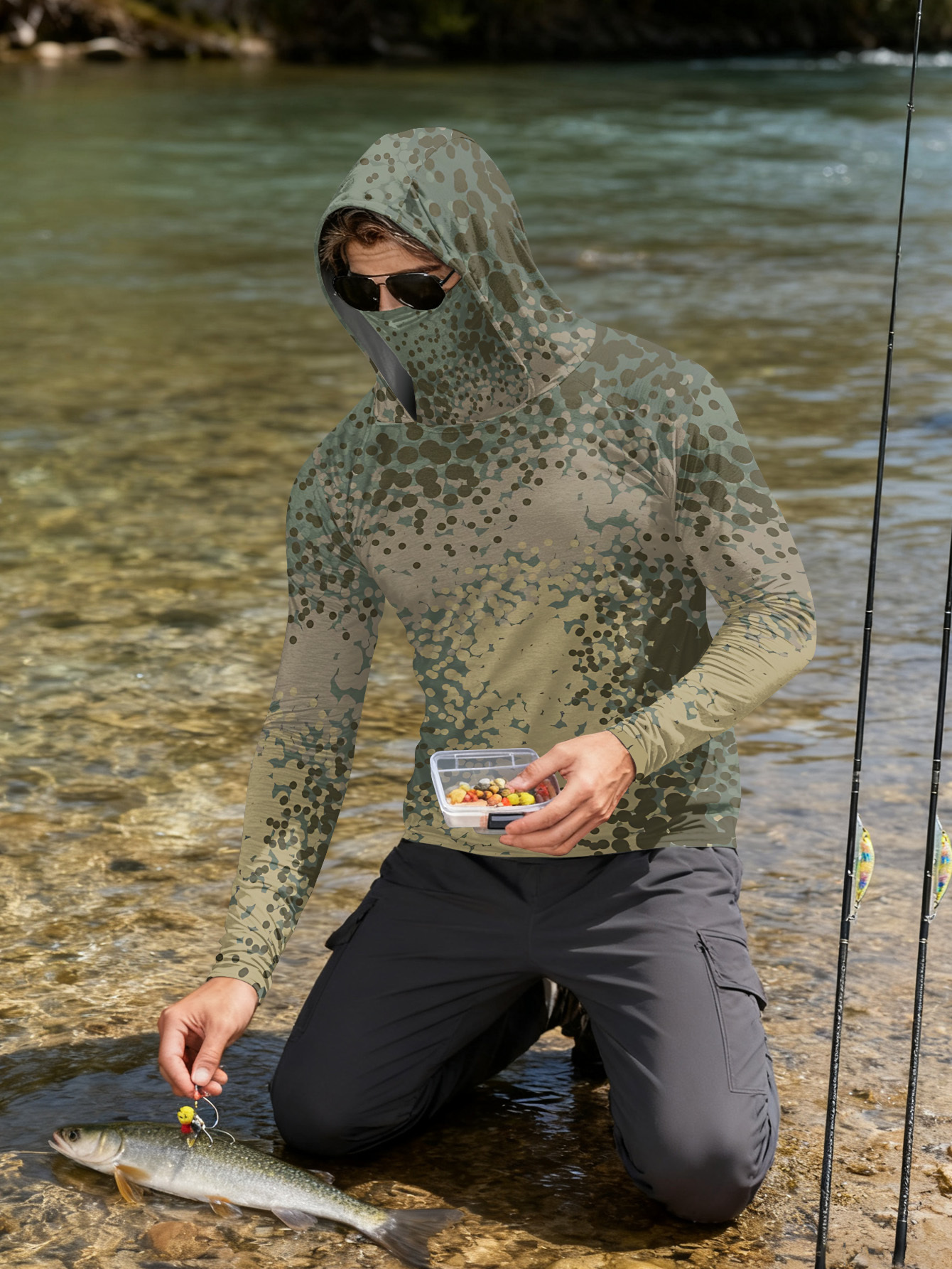 Men's Fishing Hooded Long-Slee - Fishing Hoodie reseña y precio