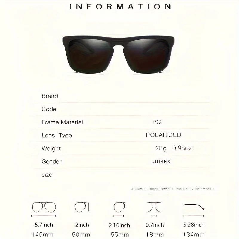 1/2pcs Square Sport Sunglasses - Fishing Sunglasses Polarized reseña y precio