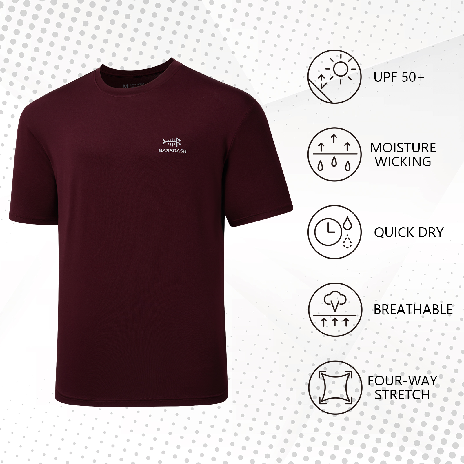 BASSDASH Men’s UPF 50+ Short S - Fishing Shirt Uv Protection reseña y precio